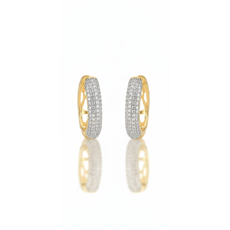 ARGOLA CLICK DE LUXO DOURADA ZIRCONIAS - PEQUENA