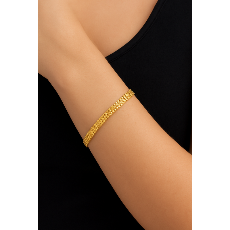 BRACELETE EM MALHA BANHADO EM OURO 18K